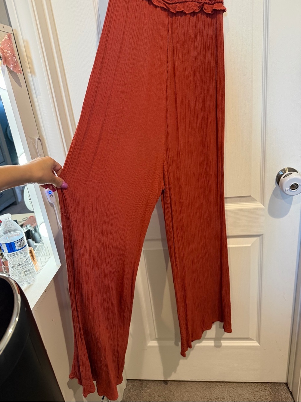 Blue Rain Rust Smocked Wide-Leg Jumpsuit - Picture 5 of 7